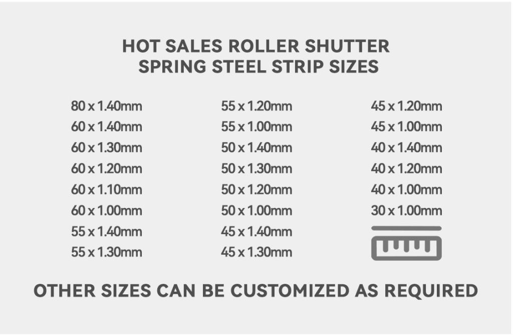 Hot Selling Roller Shutter Spring Steel Strip Dimensions